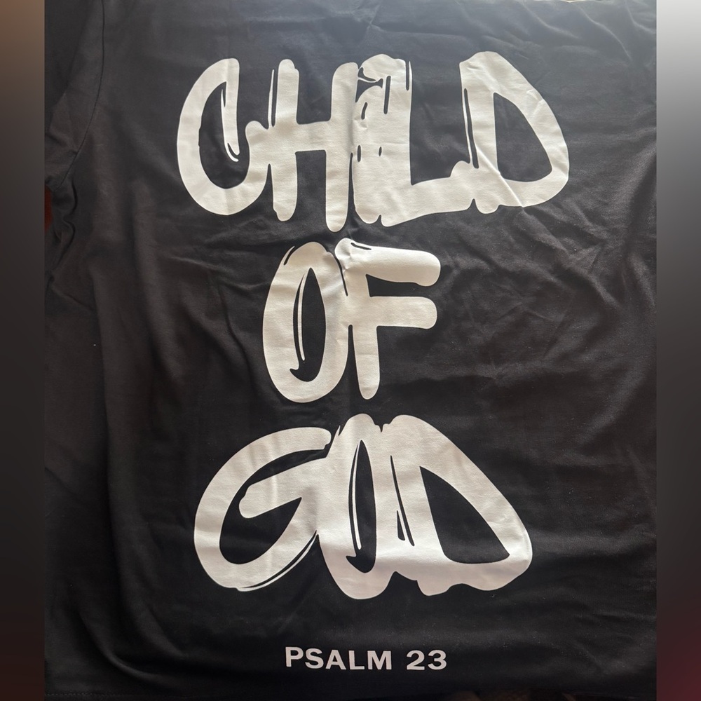 CHILD OF GOD Men's Tshirt size XL. Black with white graphic on the back.